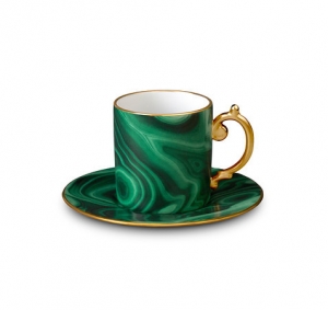 L'Objet Malachite Espresso Cup + Saucer