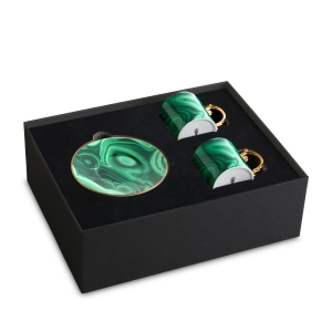 L'Objet Malachite Espresso Cup + Saucer - Set 2