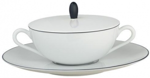 Raynaud Monceau - Noir Cream Soup Covered Cup & Saucer