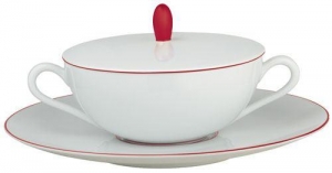 Raynaud Monceau - Rouge Cream Soup Covered Cup & Saucer (no lid)