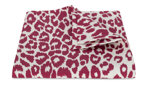 Matouk Iconic Leopard Tablecloth Crimson - 90 Round