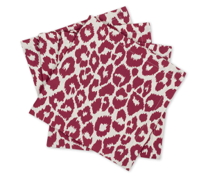 Matouk Iconic Leopard Napkin Crimson - 22" Square - Set of 4