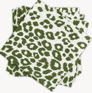 Matouk Iconic Leopard Napkin Green - 22" Square - Set of 4