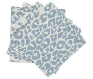 Matouk Iconic Leopard Napkin Sky - 22" Square - Set of 4