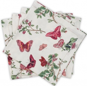 Matouk Baudin Butterfly Napkin Ruby - 22" Square - Set of 4