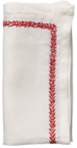 Kim Seybert Jardin Napkin -White/Coral - Set 4