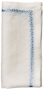 Kim Seybert Jardin Napkin -White/Periwinkle - Set 4