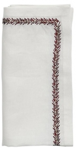 Kim Seybert Jardin Napkin -White/Red - Set 4