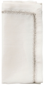 Kim Seybert Jardin Napkin -White/Silver - Set 4