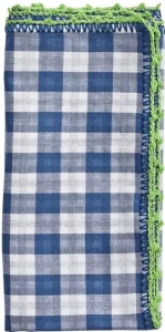 Kim Seybert Check Napkin -White/Blue/Green - Set 4
