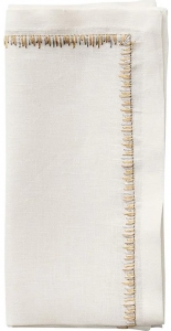 Kim Seybert Filament Napkin -White/Gold/Silver - Set 4