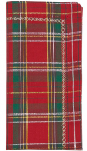 Kim Seybert Holiday Threads Napkin  - Red / Green/ Gold - Set 4