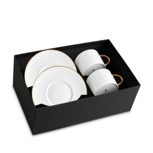 L'Objet  Neptune Gold Tea Cup + Saucer - Set 2