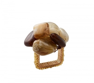 Kim Seybert Sea Stone Beige Napkin Ring - Set 4