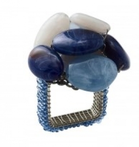 Kim Seybert Sea Stone Navy Napkin Ring - Set 4