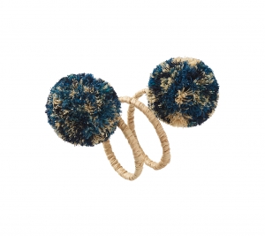 Kim Seybert Casbah Napkin Rings Natural / Blue - Set 4