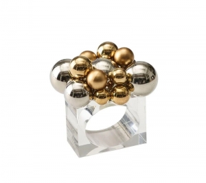 Kim Seybert Bauble Gold/Silver Napkin Ring - Set 4
