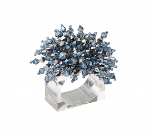Kim Seybert Brilliant Midnight/Silver Napkin Ring - Set 4