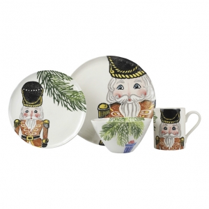 Vietri Nutcrackers Gold Four-Piece Place Setting