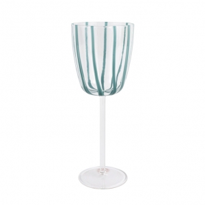 Vietri Nuovo Stripe Teal Wine Glass