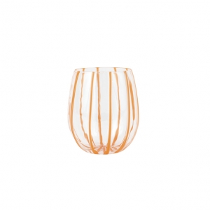 Vietri Nuovo Stripe Orange Stemless Wine Glass