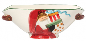 Vietri Old St. Nick Handled Oval Bowl w/ Presents