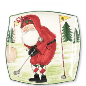 Vietri Old St. Nick Square Platter - Golfing