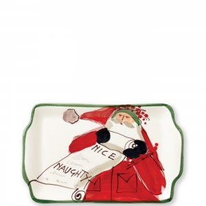 Vietri Old St. Nick Rectangular Plate - Naughty or Nice
