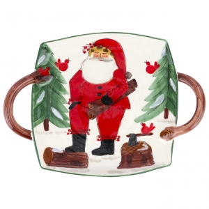 Vietri Old St. Nick Small Handled Square Platter