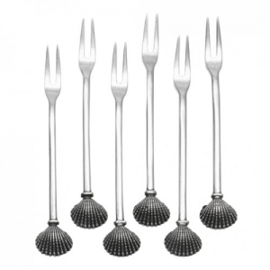 Arte Italica Marina Peltro Shell Seafood Fork Set of 6  (New)