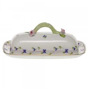 Herend Blue Garland Butter Dish W/Branch