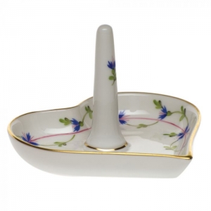 Herend Blue Garland Heart Ring Holder