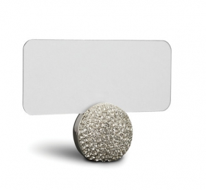 L'Objet Pave Sphere Place Card Holders - Platinum + White Crystals / Set 6