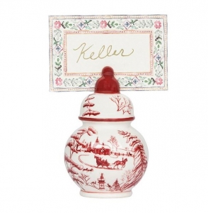 Juliska Country Estate Winter Frolic Ruby Ginger Jar Place Card Holder - Set/4
