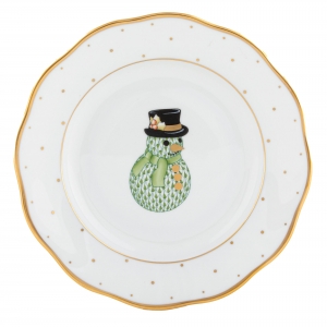 Herend Christmas Dessert Plate / Snowman -  8.25"