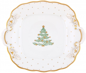 Herend Christmas Tree Square Cake Plate