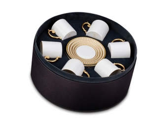 L'Objet Perlee Gold Espresso Cup +Saucer(Gift Box of 6)