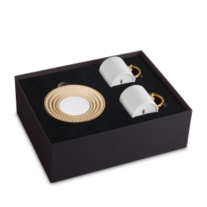 L'Objet Perle Gold Espresso Cup + Saucer - Set 2