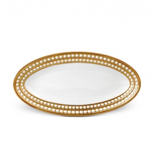 L'Objet Perlee Gold Oval Platter - Small