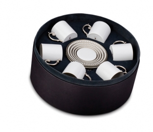 L'Objet Perlee Platinum Espresso Cup +Saucer(Gift Box of 6)