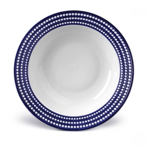 L'Objet Perlee Bleu Rimmed Serving Bowl