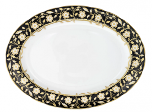 Royal Crown Derby Primrose Oval Platter / Black - 15"