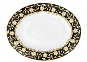 Royal Crown Derby Primrose Oval Platter / Black - 13"