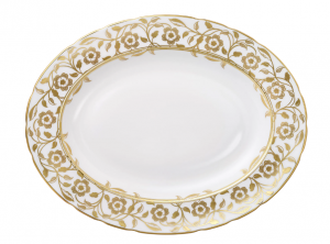 Royal Crown Derby Primrose Oval Platter / White - 13"