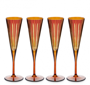 L'Objet Prism Amber Champagne Flutes - Set 4