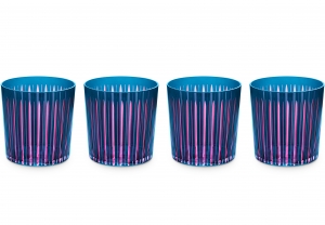 L'Objet Prism Blue Double Old Fashioned Glasses - Set 4