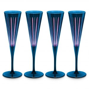 L'Objet Prism Blue Champagne Flutes -Set 4