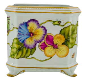Anna Weatherley Vibtant Pansies Square Cachepot