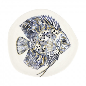Vietri Reef Discus Fish Oblong Round Platter - 16.25"