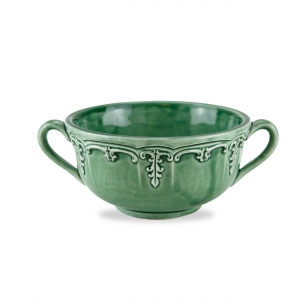 Arte Italica Renaissance Italian Green 2 Handled Soup Bowl